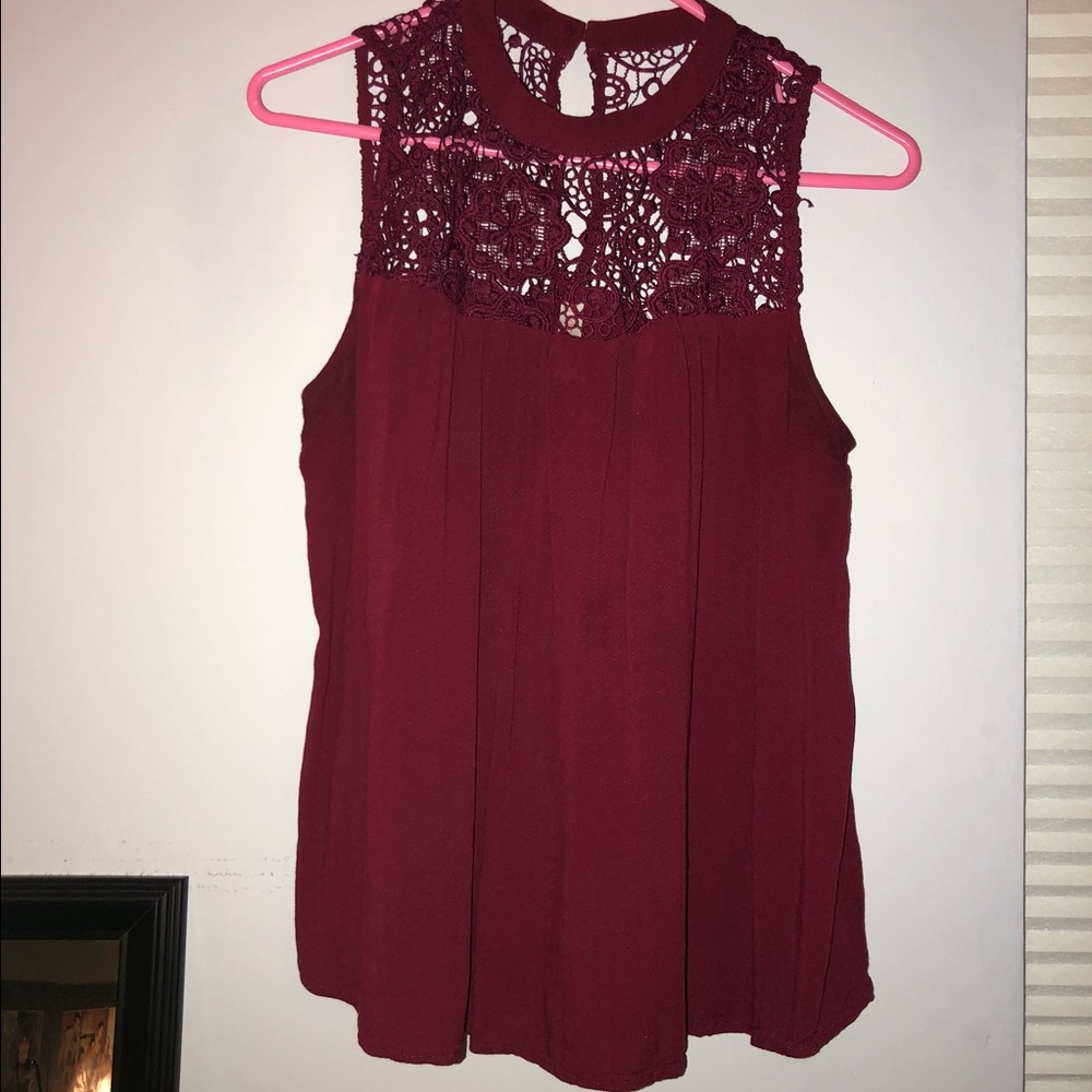maroon lace tank top